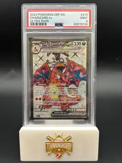 PSA 9 Mint 2023 Pokemon Obsidian Flames Charizard EX Ultra Rare FA #215/197 - Image 1