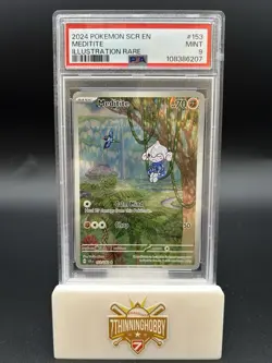 Meditate PSA 9 - 2024 SCR EN-Stellar Crown Illustration Rare #153 - Pokemon TCG - Image 1
