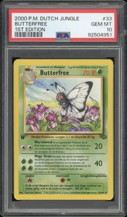 2000 Pokemon DUTCH 1st Edition Jungle Butterfree 33/64 PSA 10 GEM MINT POP 1 - Image 1