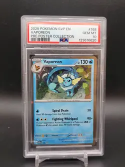 2025 Vaporeon SVP168 Black Star Promo Prismatic Poster Collection PSA 10 Pokemon - Image 1
