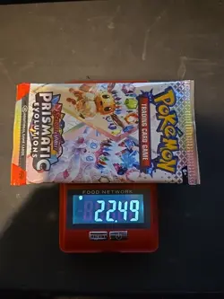 22.49g VERY HEAVY Prismatic Evolutions Pokemon Sealed Booster Pack New - Image 1