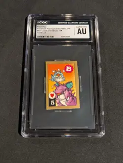 1997 Pokemon Japanese NIDOKING Mini CoroCoro Karuta Hand Cut CGC Authentic - Image 1