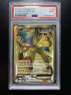2016 Pokemon XY Evolutions Dragonite EX Full Art FA #106/108 PSA 9 MINT - Image 1