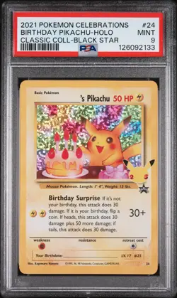 2021 POKEMON CELEBRATIONS CLASSIC COLL #24 BIRTHDAY PIKACHU-HOLO PSA 9 - Image 1