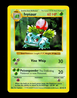 1999 Pokemon IVYSAUR Base Set SHADOWLESS Edition Non Holo Card 30/102 WotC MINT - Image 1