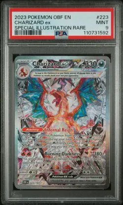 PSA 9 Mint Charizard ex 2023 Obsidian Flames 223/197 Pokemon Card - Image 1
