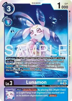 Digimon Cyber Eden BT22 - 069 Lunamon Rare Card - Image 1