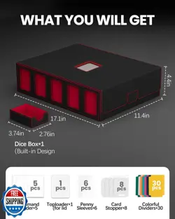 Gomyrod Trading Card Storage Box, 5-Row Card Case with Commander Display and - Image 2