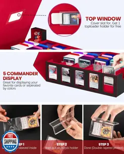 Gomyrod Trading Card Storage Box, 5-Row Card Case with Commander Display and - Image 4