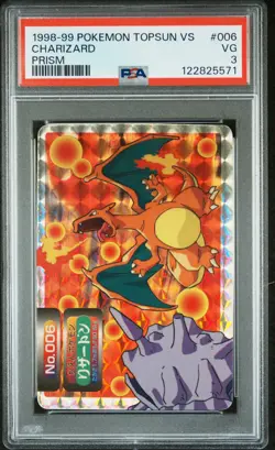 1998-99 POKEMON TOPSUN VS PRISM #006 CHARIZARD PSA 3 - Image 1