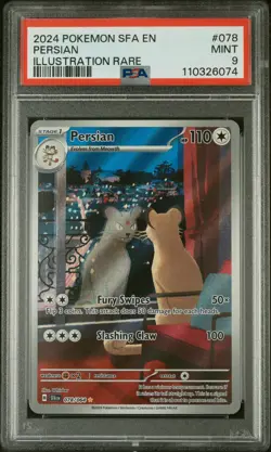 2024 POKEMON SFA EN-SHROUDED FABLE ILLUSTRATION RARE #078 PERSIAN PSA 9 - Image 1