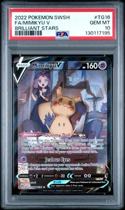 2022 POKEMON SWORD & SHIELD BRILLIANT STARS TG16 FULL ART/MIMIKYU V PSA 10 - Image 1