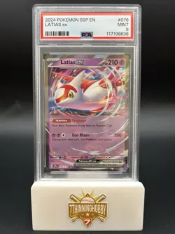 2024 Pokemon Surging Sparks LATIAS EX #076 Holo Foil PSA 9 Mint - Image 1