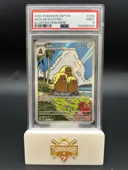 2024 POKEMON SSP EN-SURGING SPARKS ILLUSTRATION RARE #208 ALOLAN DUGTRIO PSA 9 - Image 1