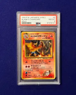 PSA 8 Blaine's Charizard Holo #6 Japanese Gym 2 1999 Pokemon - Image 1