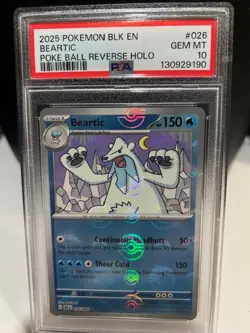 Beartic [Reverse] #26 Pokemon Black Bolt GEM MT 10 PSA GRADED - Image 1