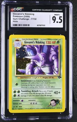 CGC 9.5 MINT+ Giovanni's Nidoking 2000 Gym Challenge 7/132 Holo Pokemon Card - Image 1