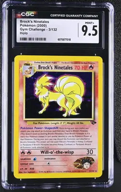 CGC 9.5 MINT+ Brock's Ninetales 2000 Gym Challenge 3/132 Holo Pokemon Card - Image 1