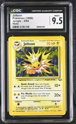 CGC 9.5 MINT+ Jolteon 1999 Jungle 4/64 Holo Pokemon Card - Image 1