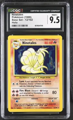 CGC 9.5 MINT+ Ninetales 1999 Base Set 12/102 Holo Pokemon Card - Image 1