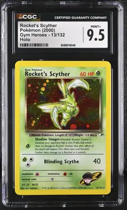 CGC 9.5 MINT+ Rocket's Scyther 2000 Gym Heroes 13/132 Holo Pokemon Card - Image 1