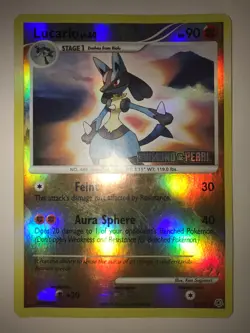 Lucario 6/130 Stamped Reverse Holo Rare Diamond and Pearl Pokemon Card LP - Image 3