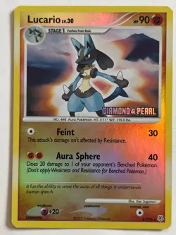 Lucario 6/130 Stamped Reverse Holo Rare Diamond and Pearl Pokemon Card LP - Image 5