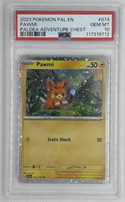 2023 Pokemon Pal EN Pawmi #74 Paldea Adventure Chest PSA 10 Gem Mint 🌶🥵 - Image 1