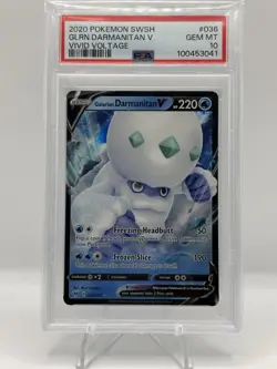 Pokemon TCG Galarian Darmanitan V Vivid Voltage 036/185 Holo Ultra Rare PSA 10 - Image 1