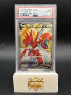 2020 Pokemon SWSH FA/Scizor V Darkness Ablaze PSA 10 Gem Mint - Image 1