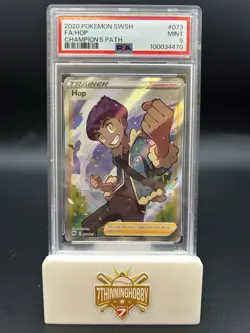 2020 PSA 9 FA Hop #073 Full Art Trainer Pokemon TCG SWSH Champion’s Path - Image 1