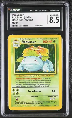 CGC 8.5 Venusaur 1999 Base Set 15/102 Holo Pokemon Card - Image 1