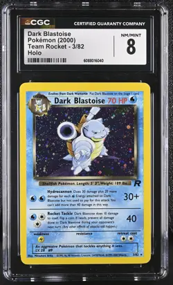 CGC 8 Dark Blastoise 2000 Team Rocket 3/82 Holo Pokemon Card - Image 1