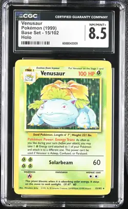 CGC 8.5 Venusaur 1999 Base Set 15/102 Holo Pokemon Card - Image 1