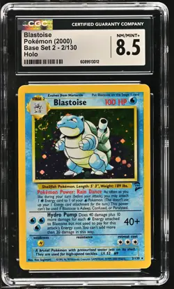 CGC 8.5 Blastoise 2000 Base Set 2 2/130 Holo SWIRL Pokemon Card - Image 1