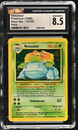 CGC 8.5 Venusaur 1999 Base Set 15/102 Holo Pokemon Card - Image 1