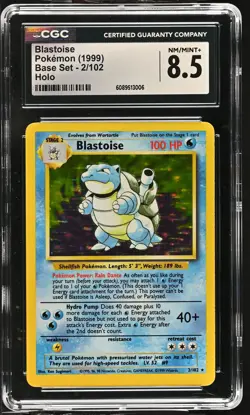CGC 8.5 Blastoise 1999 Base Set 2/102 Holo Pokemon Card - Image 1