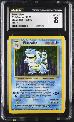 CGC 8 Blastoise 1999 Base Set 2/102 Holo Pokemon Card - Image 1
