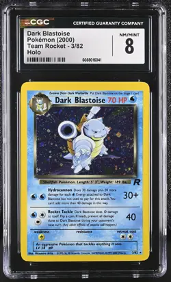 CGC 8 Dark Blastoise 2000 Team Rocket 3/82 Holo SWIRL Pokemon Card - Image 1