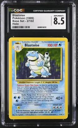 CGC 8.5 Blastoise 1999 Base Set 2/102 Holo Pokemon Card - Image 1