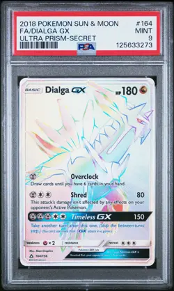 2018 POKEMON SUN & MOON ULTRA PRISM SECRET #164 FULL ART/DIALGA GX PSA 9 - Image 1