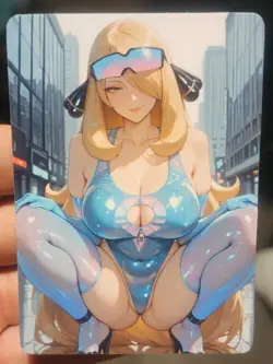Cynthia - Pokemon - Waifu - Goddess - DIY - Full Art - Glossy - Photo Art Card - Image 1
