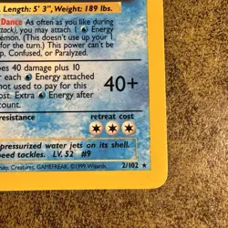 Pokemon TCG Blastoise Holo 2/102 Base Set LP Condition Card - Image 2
