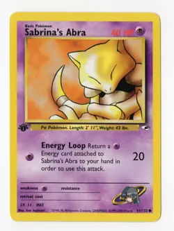 Pokemon Card Sabrina's Abra Gym Heroes 1st Edition Common 91/132 Near Mint - Image 1