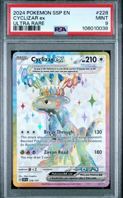 2024 POKEMON SSP EN-SURGING SPARKS #228 CYCLIZAR EX ULTRA RARE PSA 9 - Image 1