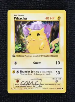 Pikachu Shadowless 1st Ed. Pokemon Base Set #58 1999 - Image 1