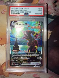 2021 POKEMON SWORD & SHIELD EVOLVING SKIES SECRET FULL ART/UMBREON VMAX PSA 9 - Image 1