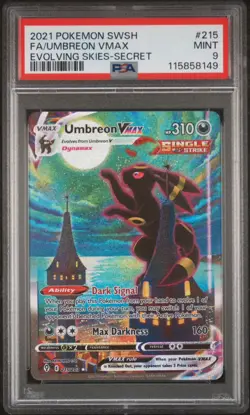 2021 POKEMON SWORD & SHIELD EVOLVING SKIES SECRET FULL ART/UMBREON VMAX PSA 9 - Image 3