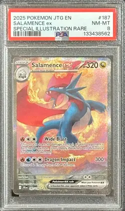Pokemon TCG Journey Together Salamence EX 187 Illustration Rare PSA 8 Nintendo - Image 1