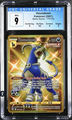 Houndoom 179/163 Secret Rare Battle Styles Pokemon CGC 9 2021 Graded - Image 2